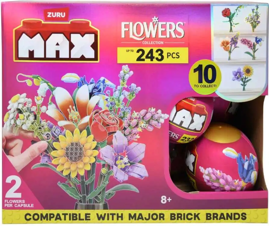 MAX Premium Collection Brick Construction FLOWERS Mystery Box [15 Packs]