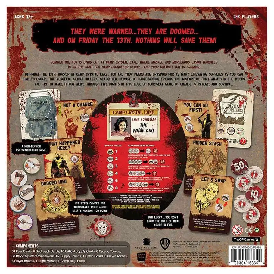Friday The 13th Horror at Camp Crystal Lake Board Game The OP Games  Complete VGC