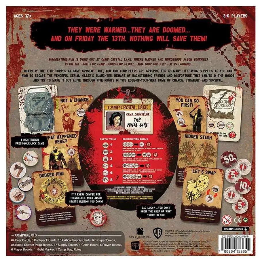 Friday the 13th Horror at Camp Crystal Lake Board Game USAopoly