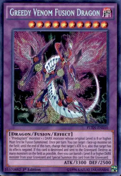 YuGiOh Fusion Enforcers Secret Rare Greedy Venom Fusion Dragon FUEN-EN010