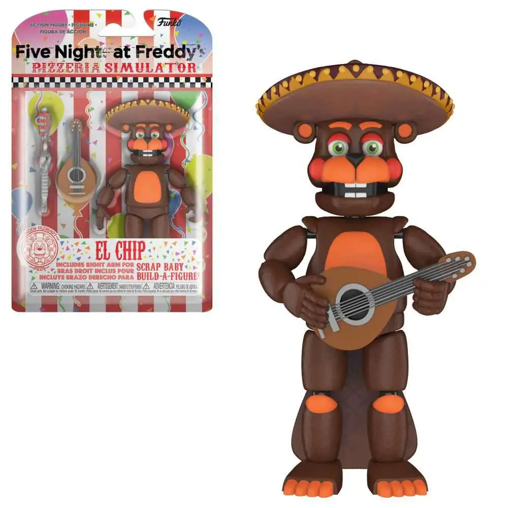 Inspired by FNAF Pizzeria Simulator (Set of 6 pcs), Tall 5-6 inches,  Animatronics Toys [Rockstar Foxy, Pigpatch, Orville Elephant, El Chip,  Scrap Baby] : : Toys