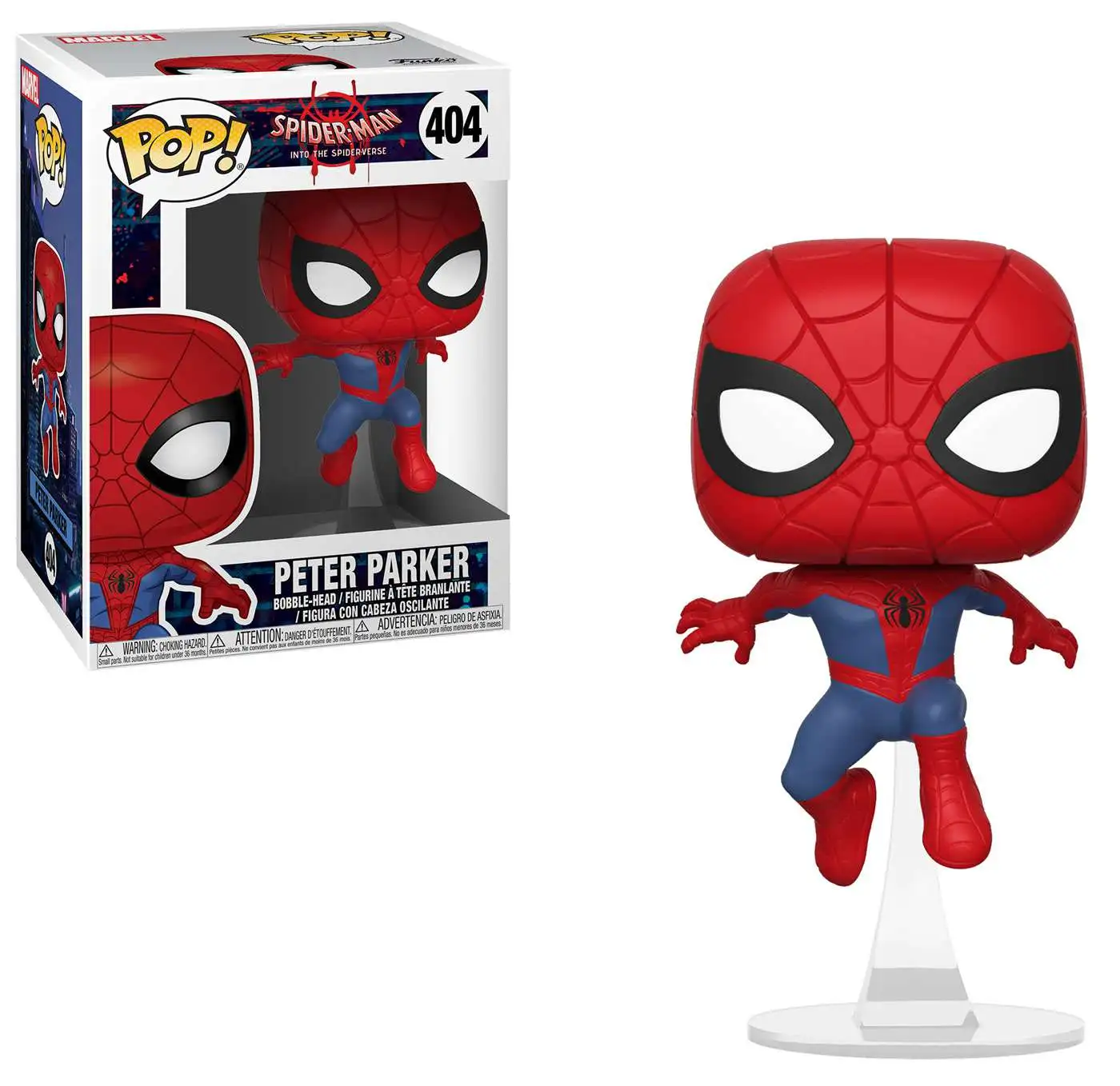 Funko Marvel Spider-Man Into the Spider-Verse POP Marvel Peter Parker Vinyl  Bobble Head 404 Animated, Damaged Package - ToyWiz