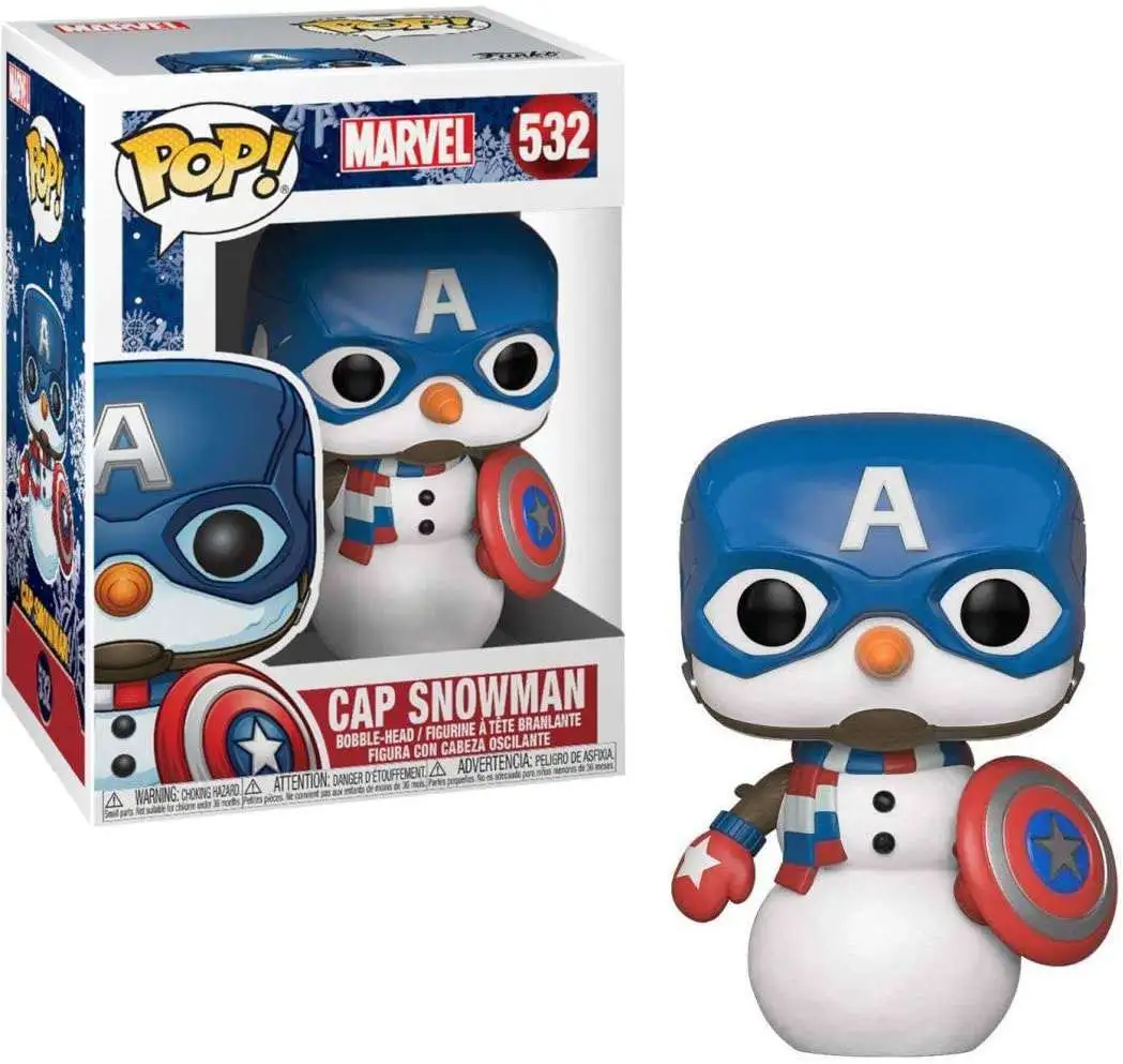 Funko POP! Marvel Cap Snowman Vinyl Bobble Head #532 [Holiday, Damaged Package]