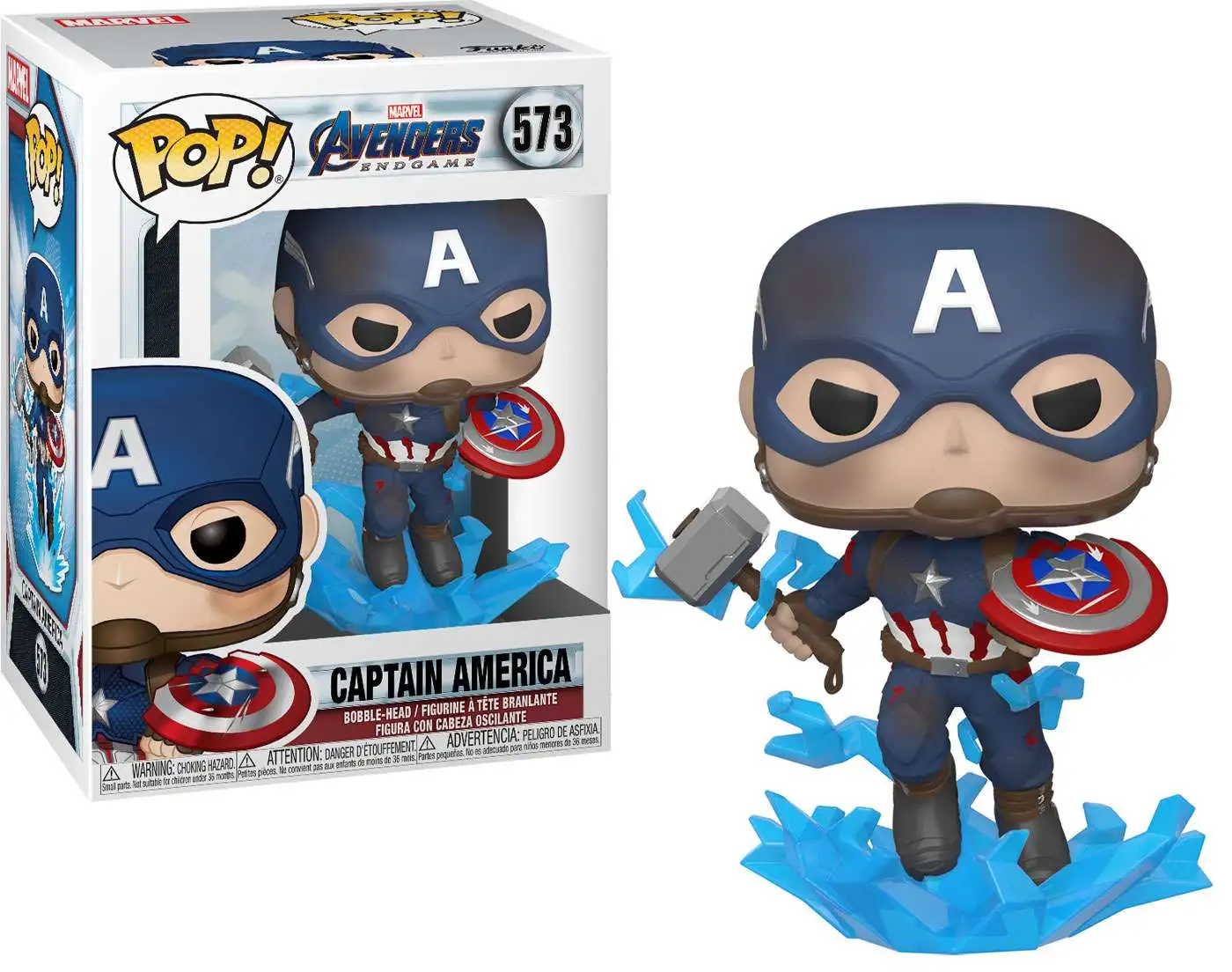 Funko Avengers Endgame POP! Marvel Captain America Vinyl Bobble Head #573 [Broken Shield & Mjolnir]