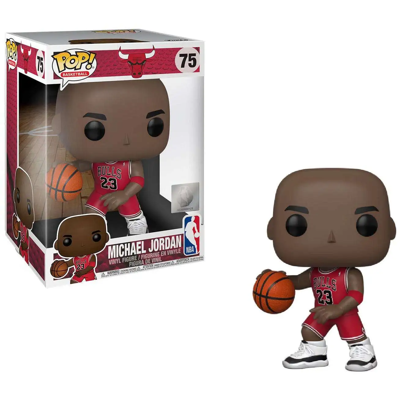 10 Inch Michael Jordan Funko Pop #75 Basketball Red Jersey NBA Chicago  Bulls New
