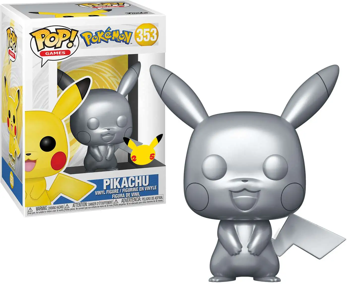 Funko Pokemon POP! Games Pikachu Vinyl Figure #353 [Metallic Silver, Damaged Package]