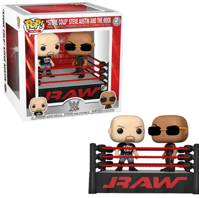 Funko WWE Wrestling POP! WWE Stone Cold Steve Austin & The Rock Vinyl Figure 2-Pack Set [RAW Ring, Damaged Package]