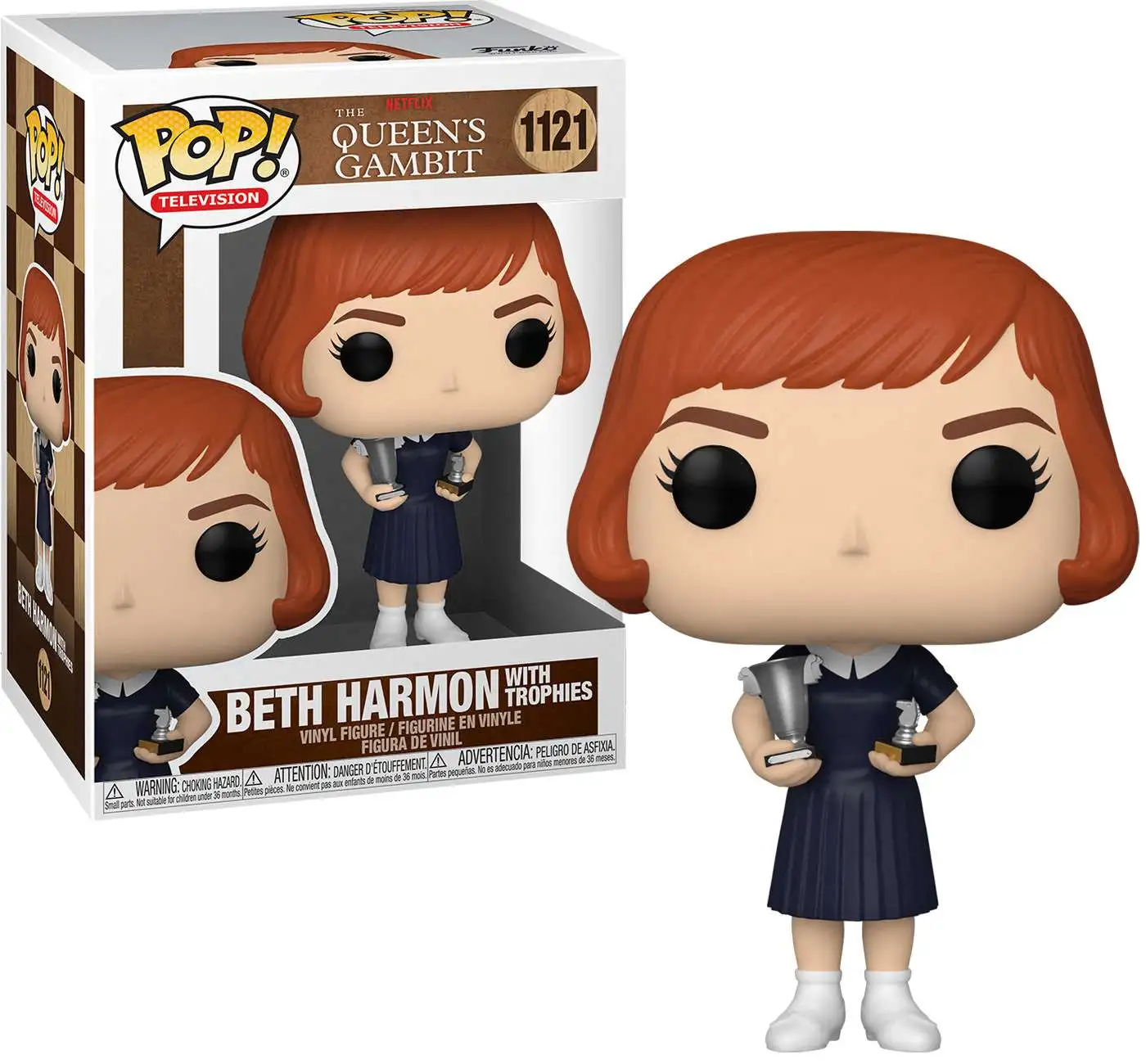 Funko The Queen's Gambit POP! Television Beth Harmon Vinyl Figure #1121 [Dark Dress, with Trophies, Damaged Package]