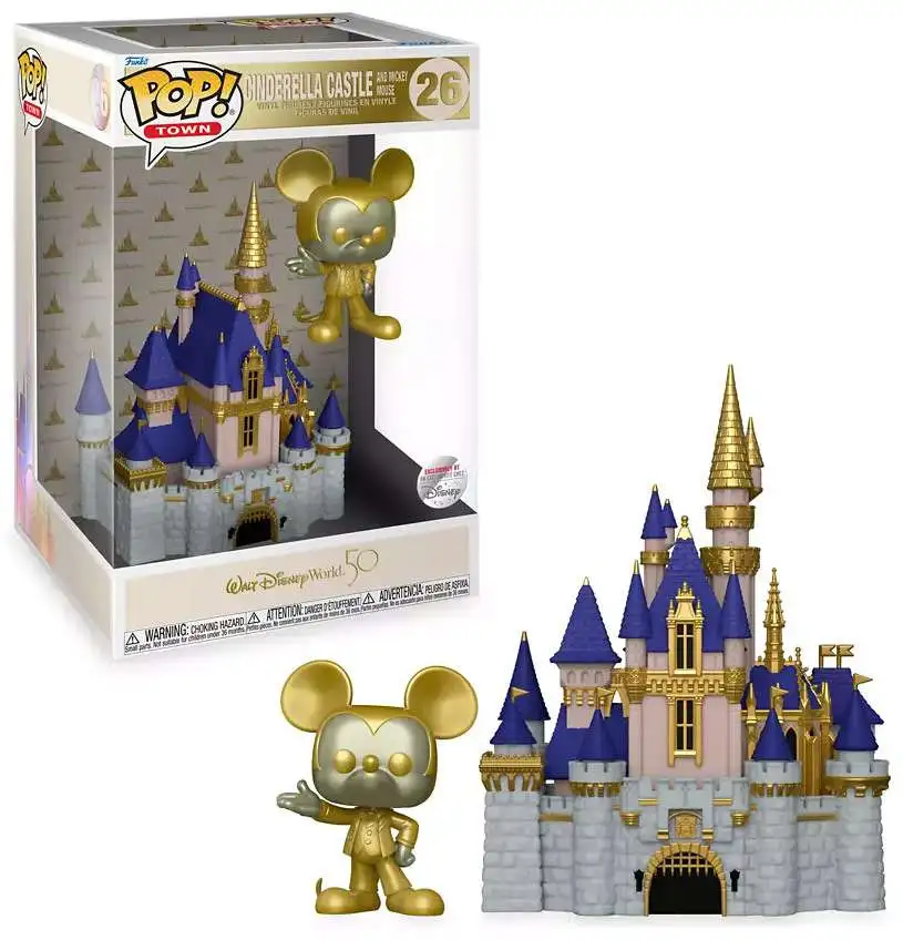 Funko Disney 50th Anniversary POP Town Cinderella Castle with Mickey Mouse   Vinyl Figure 26 Gold Mickey - ToyWiz