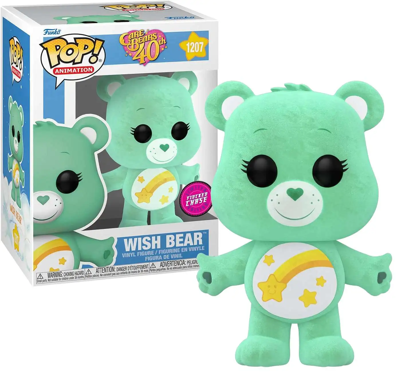 Funko Care Bears 40th Anniversary POP! Animation Wish Bear Vinyl Figure #1207 [Flocked Chase]