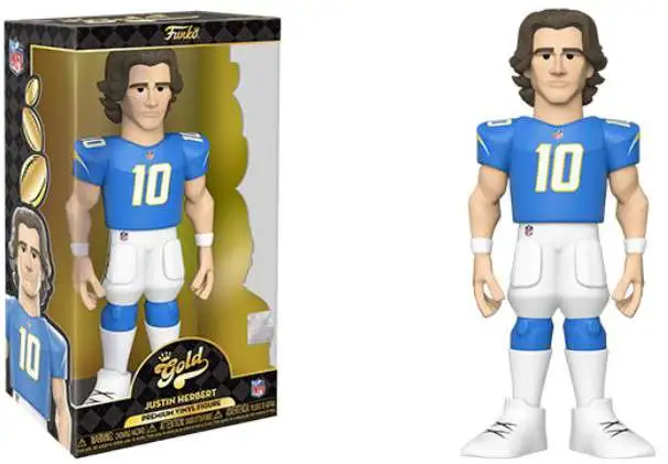 Funko NFL Los Angeles Chargers GOLD Justin Herbert 12-Inch Deluxe Vinyl Figure [Blue Jersey, Regular Version]