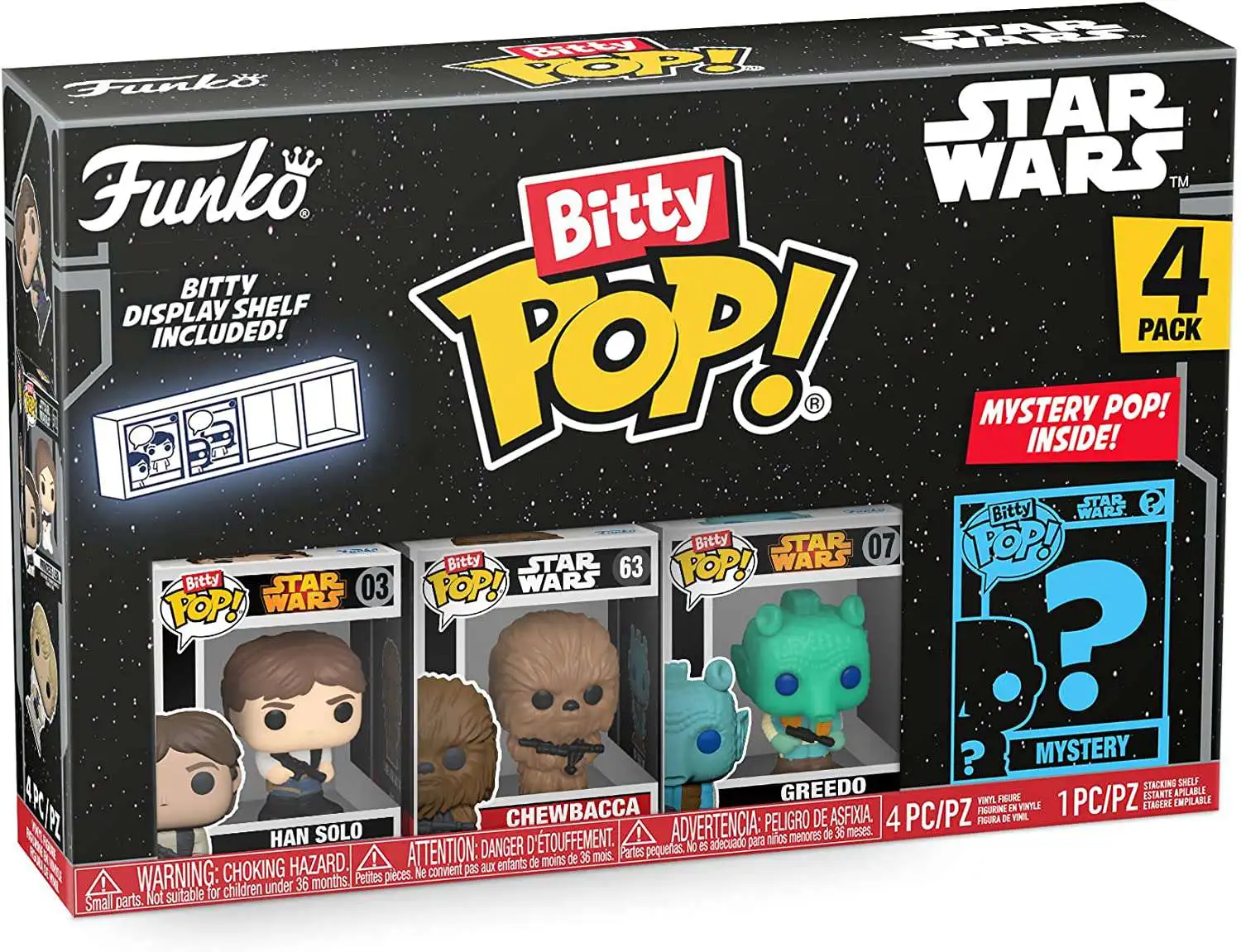 Funko Star Wars Bitty POP! Han Solo, Chewbaca, Greedo & Mystery Chase 1-Inch Micro Figure 4-Pack