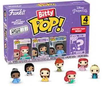 Funko Disney Princess Bitty POP! Ariel, Mulan, Tiana & 1 Mystery Chase! 4-Pack