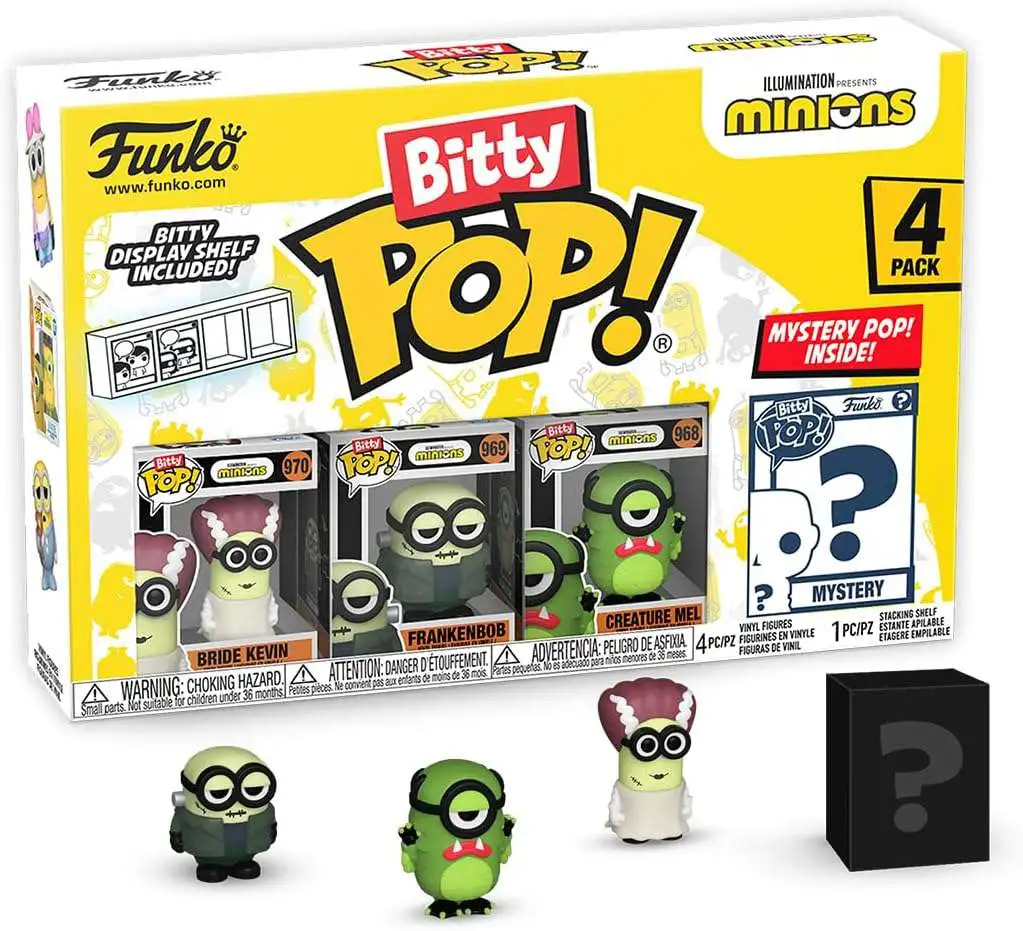 Funko Despicable Me Minions Bitty POP! Frankenbob, Bride Kevin & Creature Mel Micro Figure 4-Pack