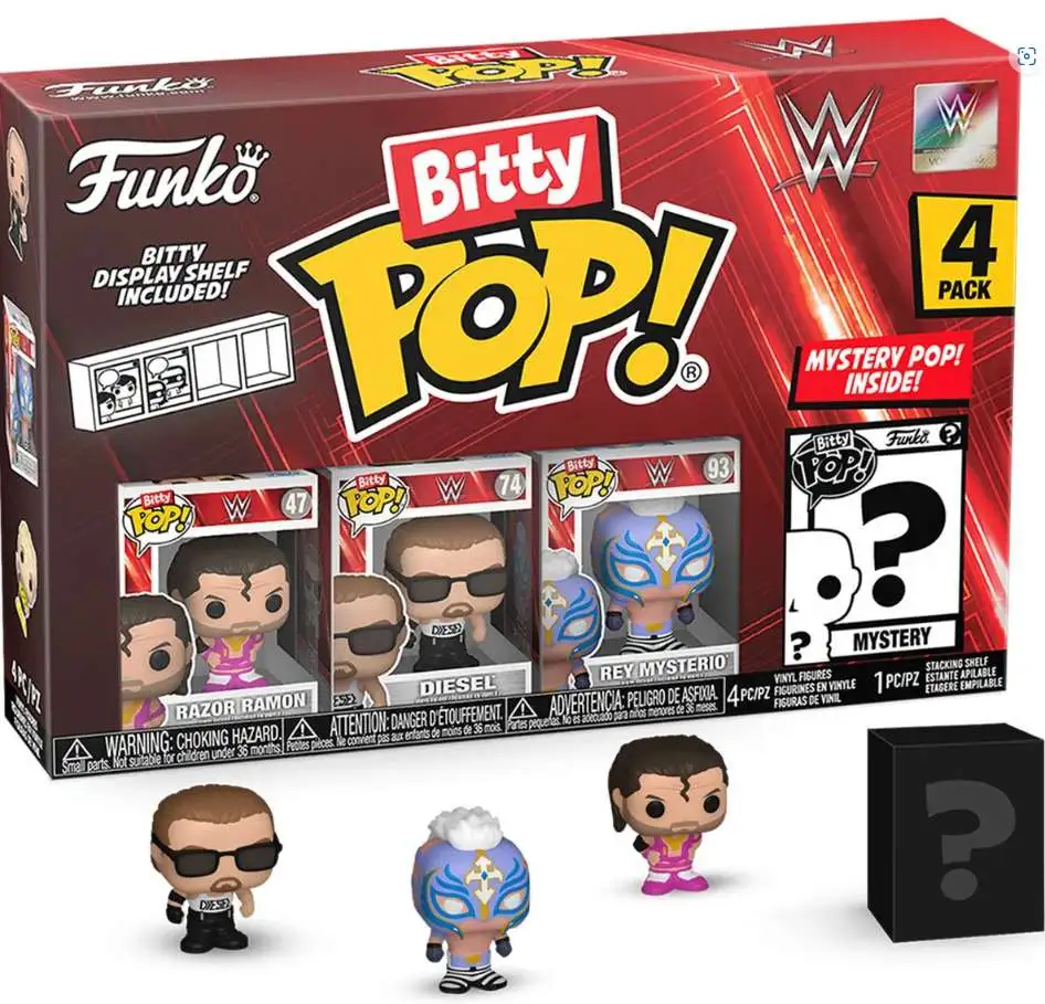 Funko WWE Wrestling Bitty POP! Razor Ramon, Diesel, & Rey Mysterio Micro Figure 4-Pack