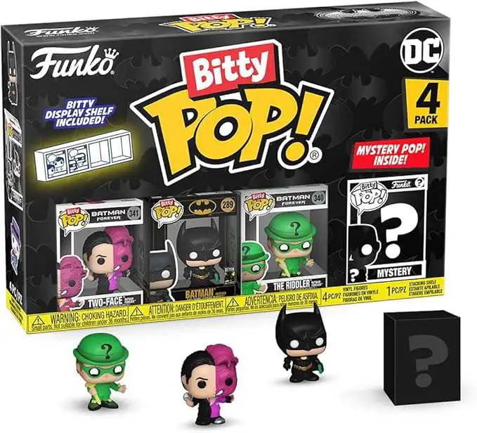 Funko DC Bitty POP! Two-Face, Batman, The Riddler & Mystery Chase Figure Micro Figure 4-Pack [85th Anniversary]
