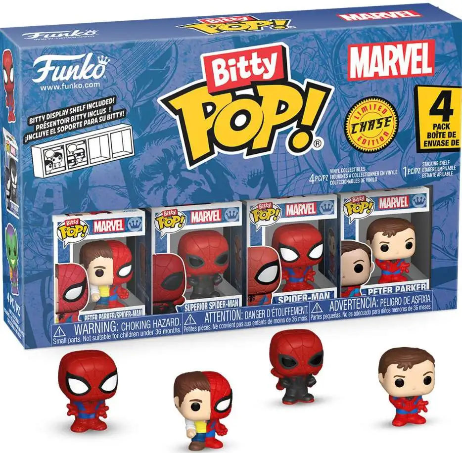Funko Marvel Spider-Man Bitty POP! Peter Parker Split Vinyl Mini Figure 4-Pack
