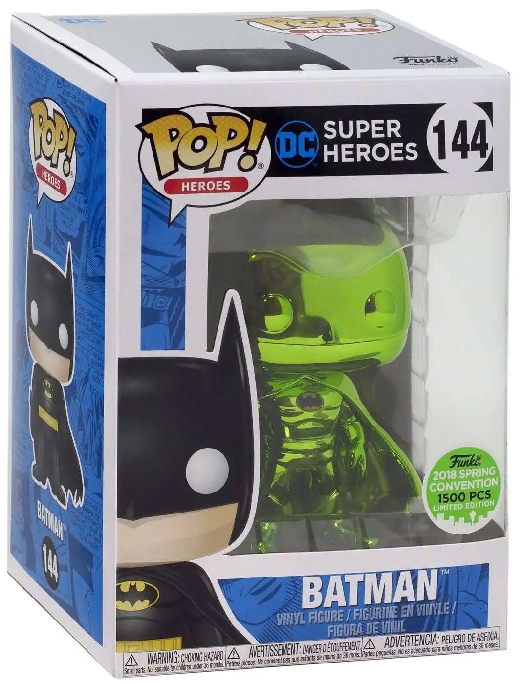 Funko Batman POP Heroes Batman Exclusive Limited to 1500 Vinyl Figure 144  Emerald Chrome - ToyWiz