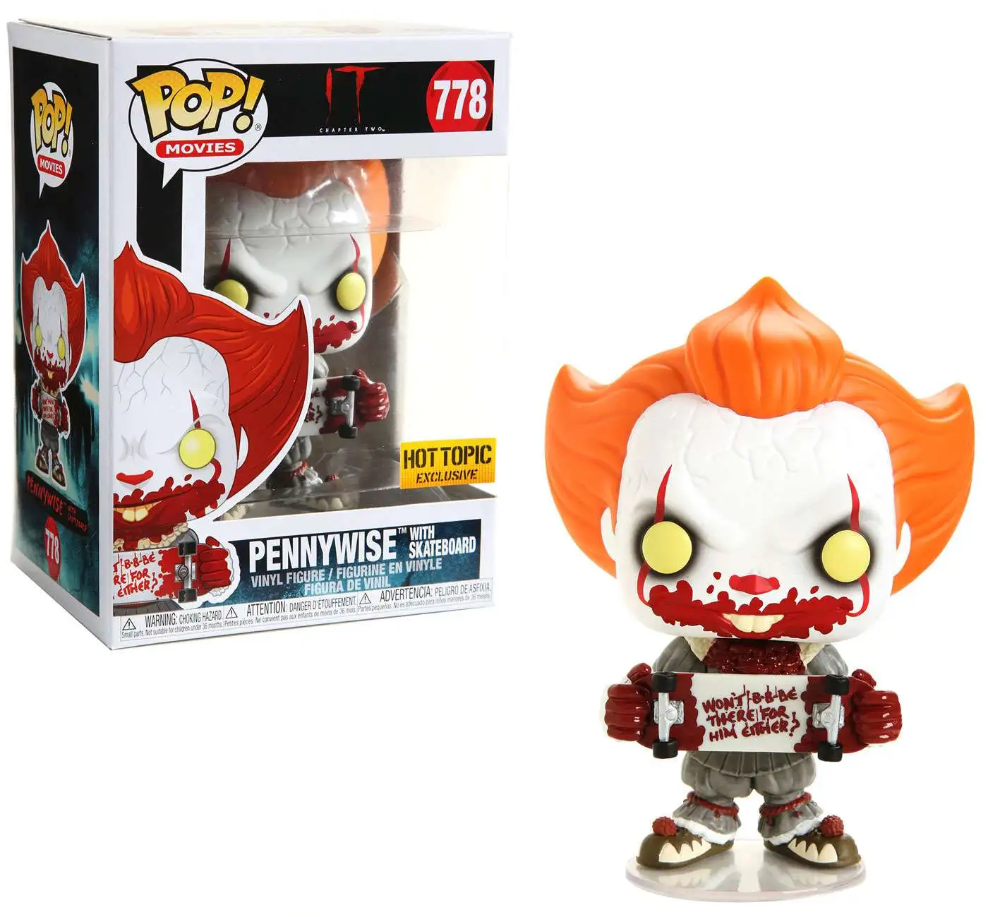 Funko Pop 778 Pennywise With Skateboard It Chapter 2 Hot Topic 2019 for sale online 