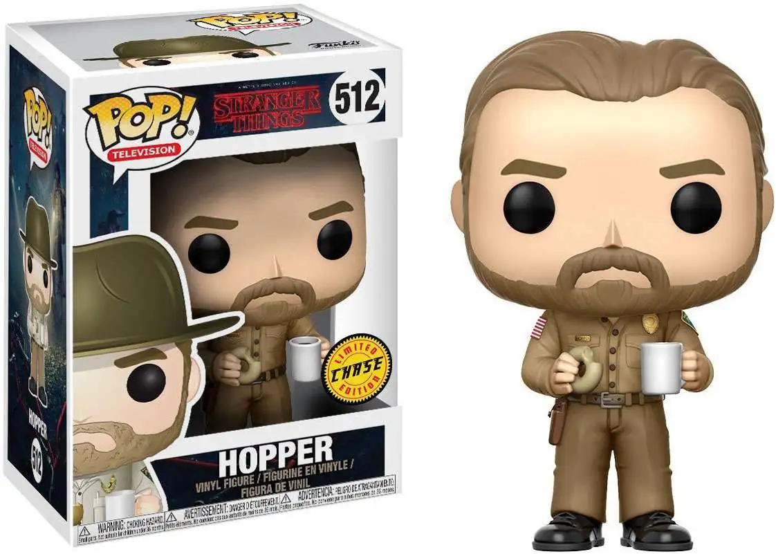 FUNKO POP VINYL STRANGER THINGS HOPPER WITH DONUT #512 LIMITED ED CHASE PIECE 
