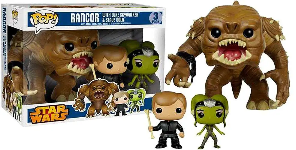 Funko POP! Star Wars Rancor, Luke Skywalker & Slave Oola Exclusive Vinyl Bobble Head 3-Pack