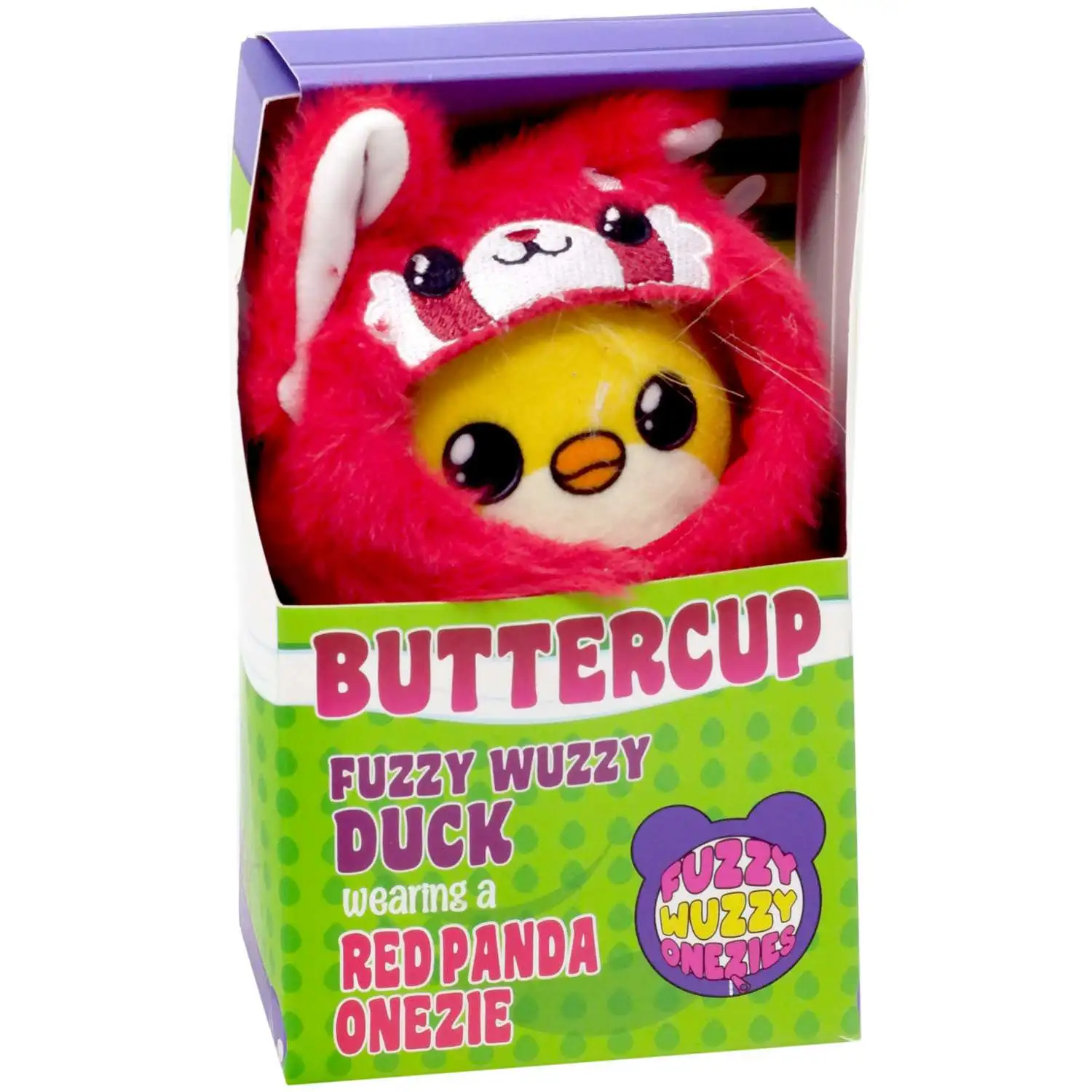 Fuzzy Wuzzy Onezies Buttercup Duck Wearing a Red Panda Onezie 5.5-Inch Mini Plush