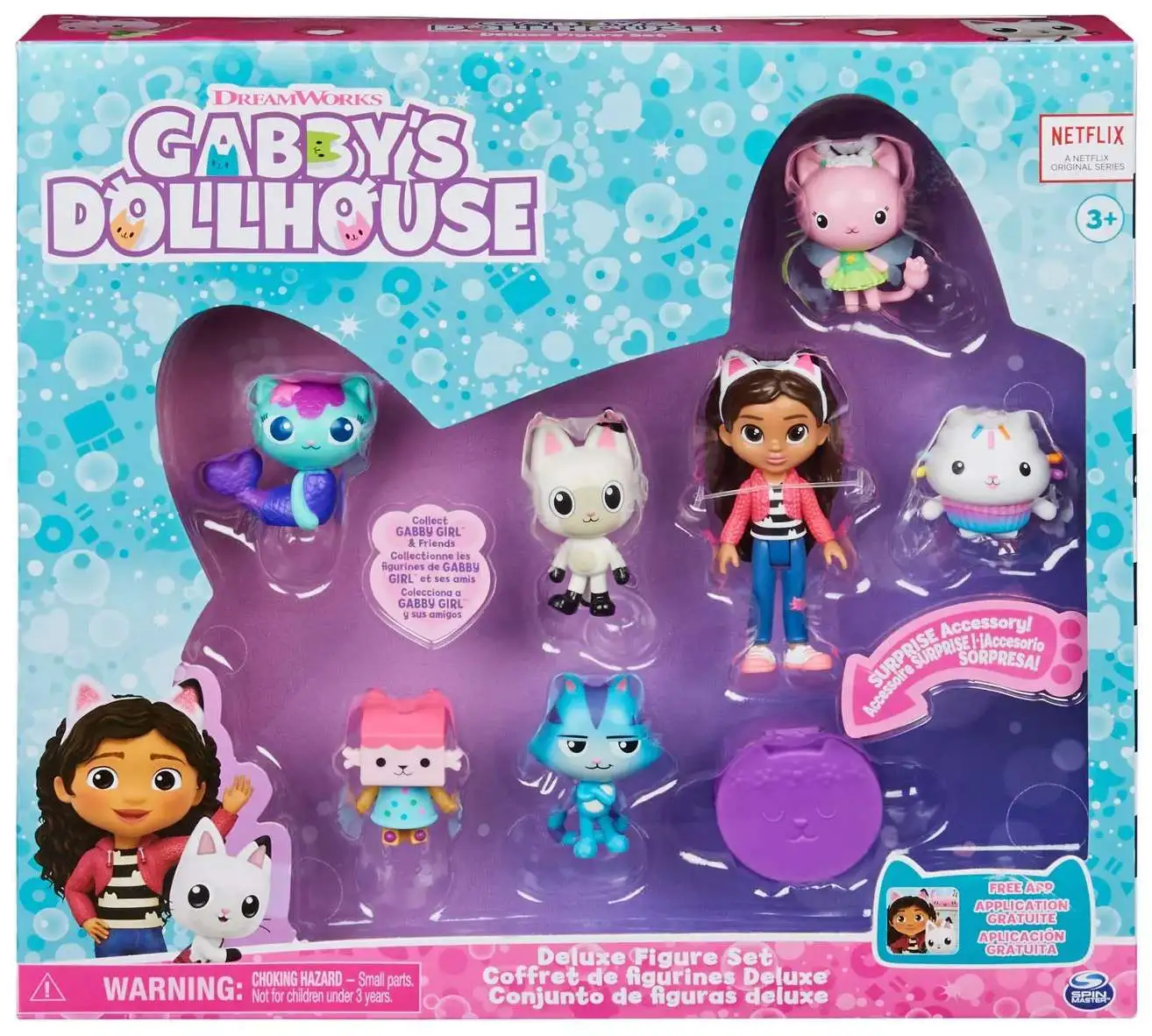 Gabbys Dollhouse Gabby, Pandy Paws, Baby Box Cat, MerCat, Kitty Fairy,  Cakey Cat CatRat 7-Piece Deluxe Figure Set Spin Master - ToyWiz