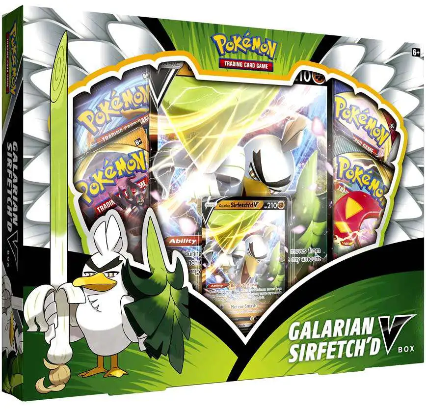 Pokemon TCG Galarian Sirfetch'd V Box Collection Sword & Shield 4 Booster Packs 