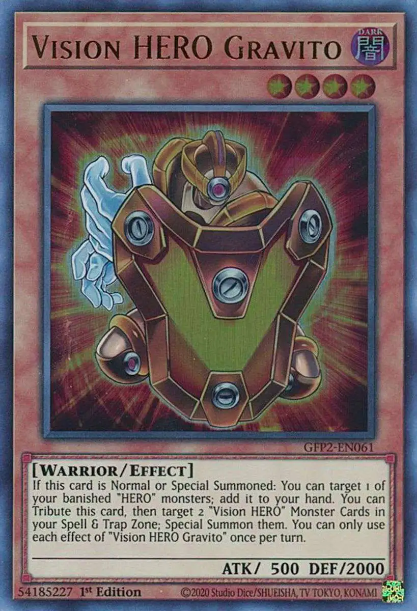 YuGiOh Trading Card Game 2022 Ghosts From The Past 2nd Haunting Ultra Rare Vision HERO Gravito GFP2-EN061
