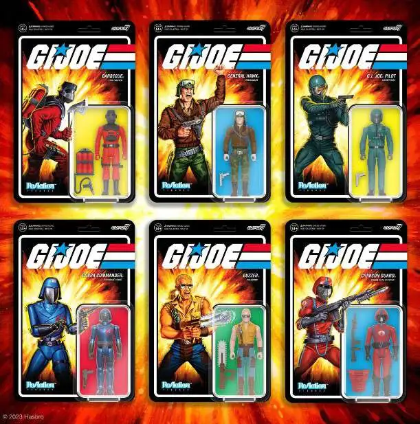 GI Joe Wave 7 Barbecue, Buzzer, Cobra Commander, Crimson Guard, General  Hawk & Pilot Set of 6 Action Figures (Pre-Order ships January)