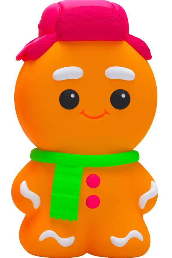 NeeDoh 2025 Squishmas Ginger Glowman 3.25-Inch Stress Toy [PINK Hat, Glows in the Dark, Crunches Like Gingerbread]