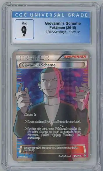 Pokemon BREAKthrough Giovanni's Scheme Alternate Art Graded Card #162 [CGC 9]