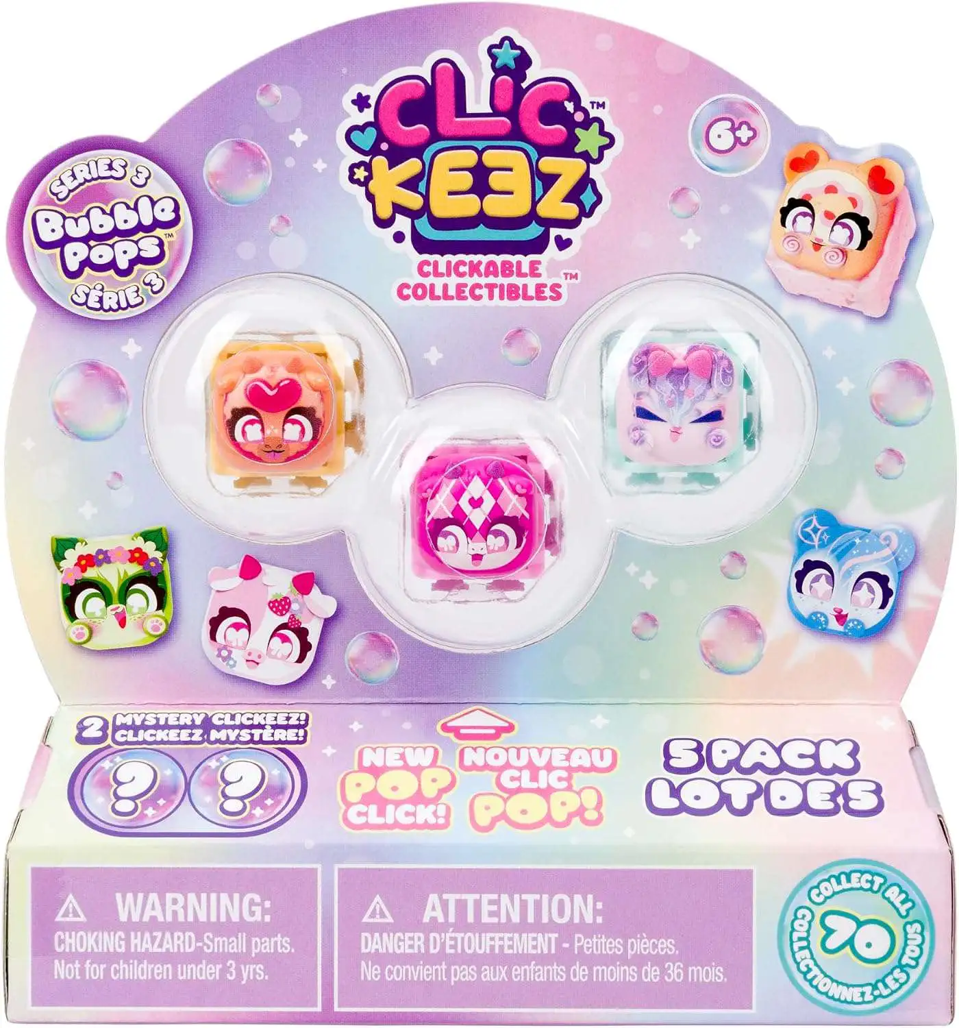 Clickeez Series 3 Bubble Pops Mystery 5-Pack [5 RANDOM Clickable Collectibles!] (Pre-Order ships July)