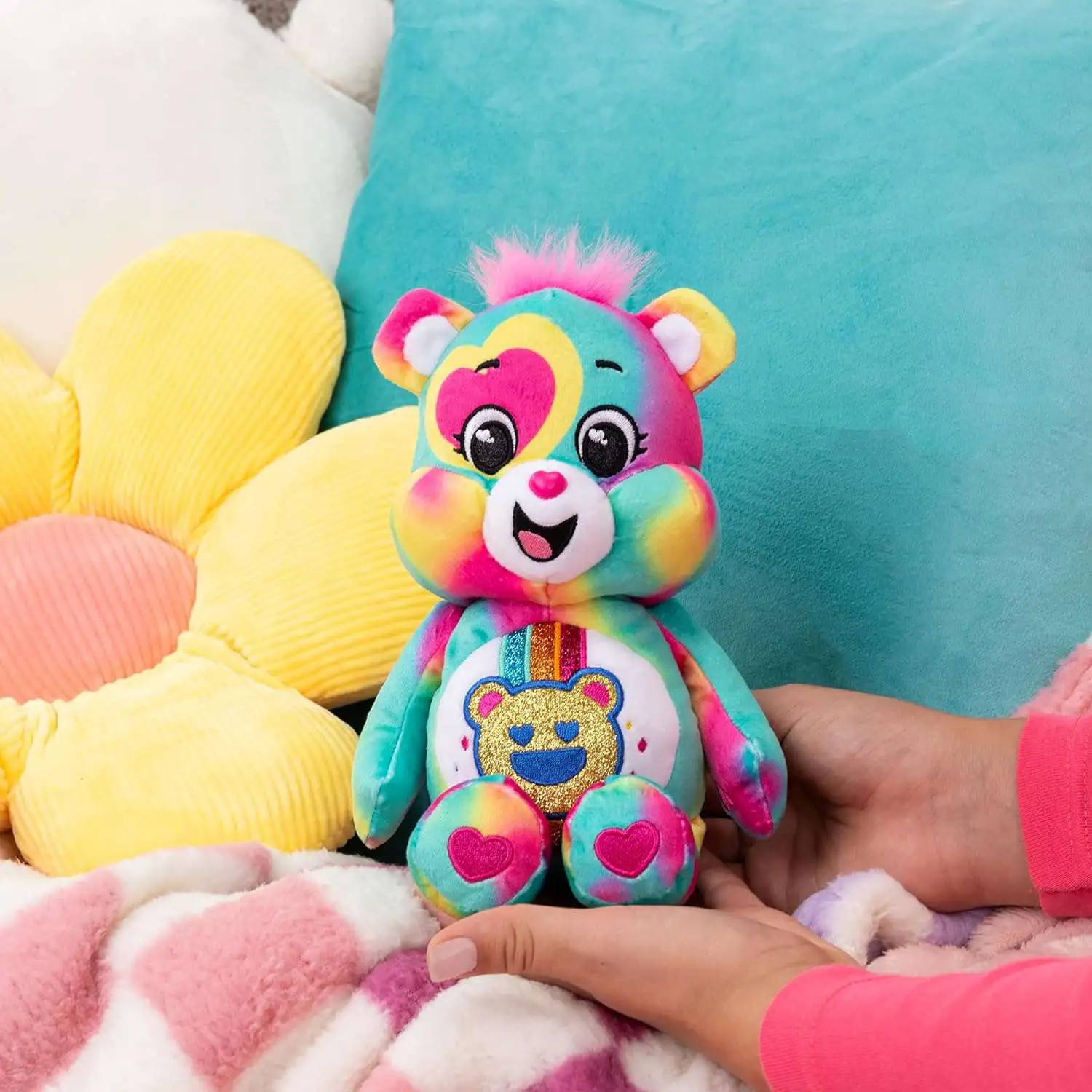 Care Bears Peluche de 10 pulgadas Good Vibes Bear Material blando y