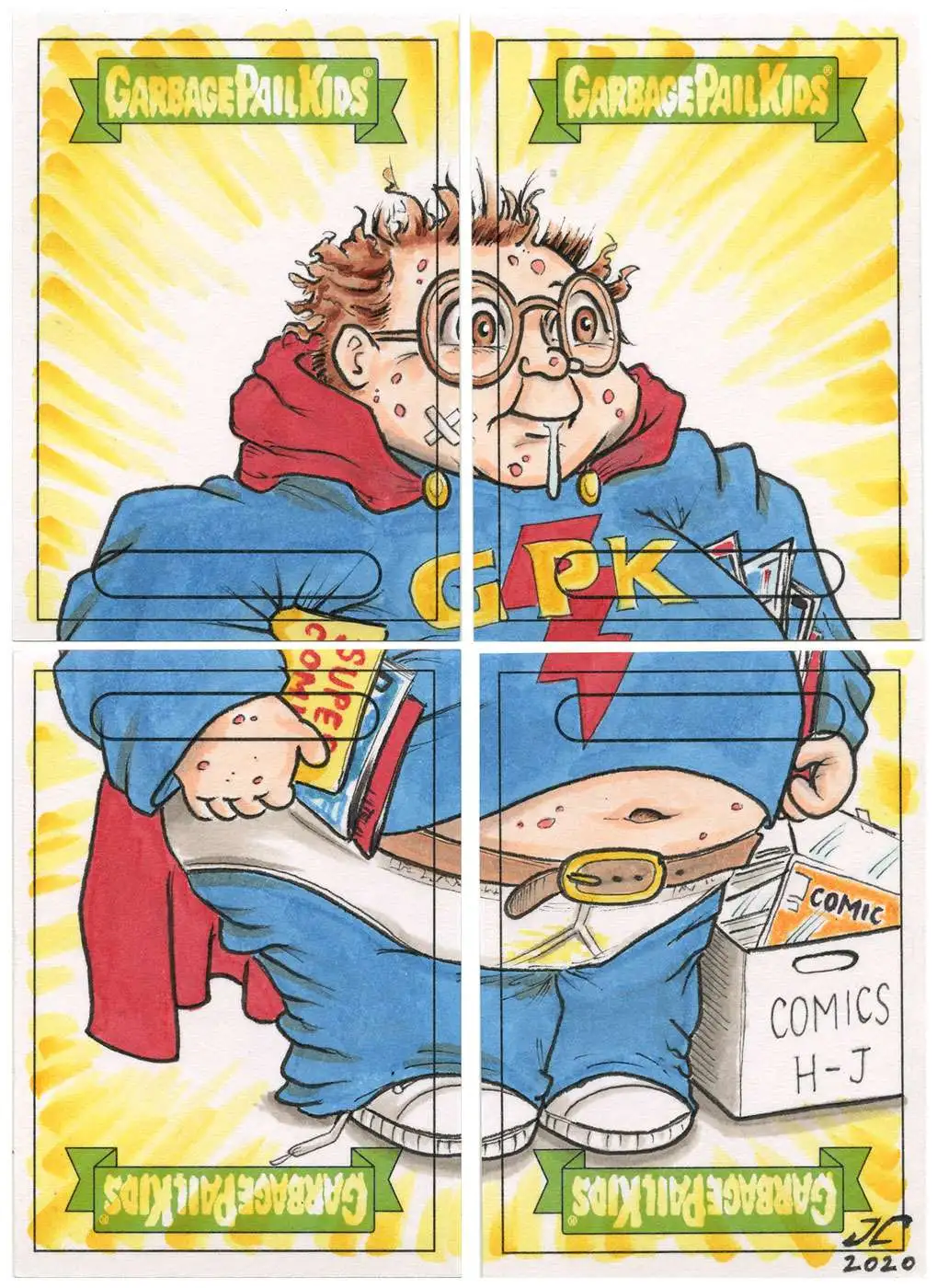 Garbage Pail Kids Topps Sketch Card NAT Nerd Set Of 4 Trading Cards