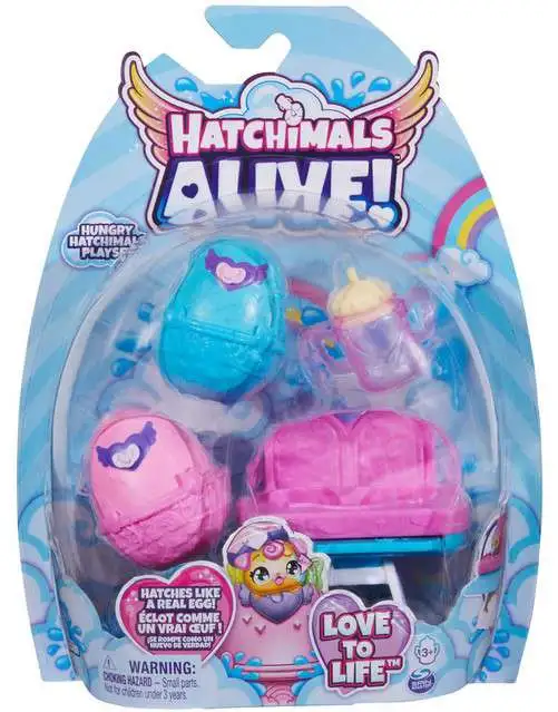 Alive Love to Life Hungry Hatchimals Playset [2 RANDOM Self Hatching Eggs!]