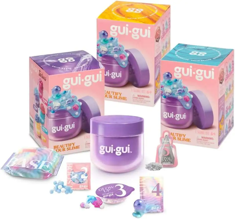 Gui-Gui Slime BLUE Butter, YELLOW Cloud & PURPLE Clear LOT of 3 Packs [The Most Beautiful Slime Ever!]