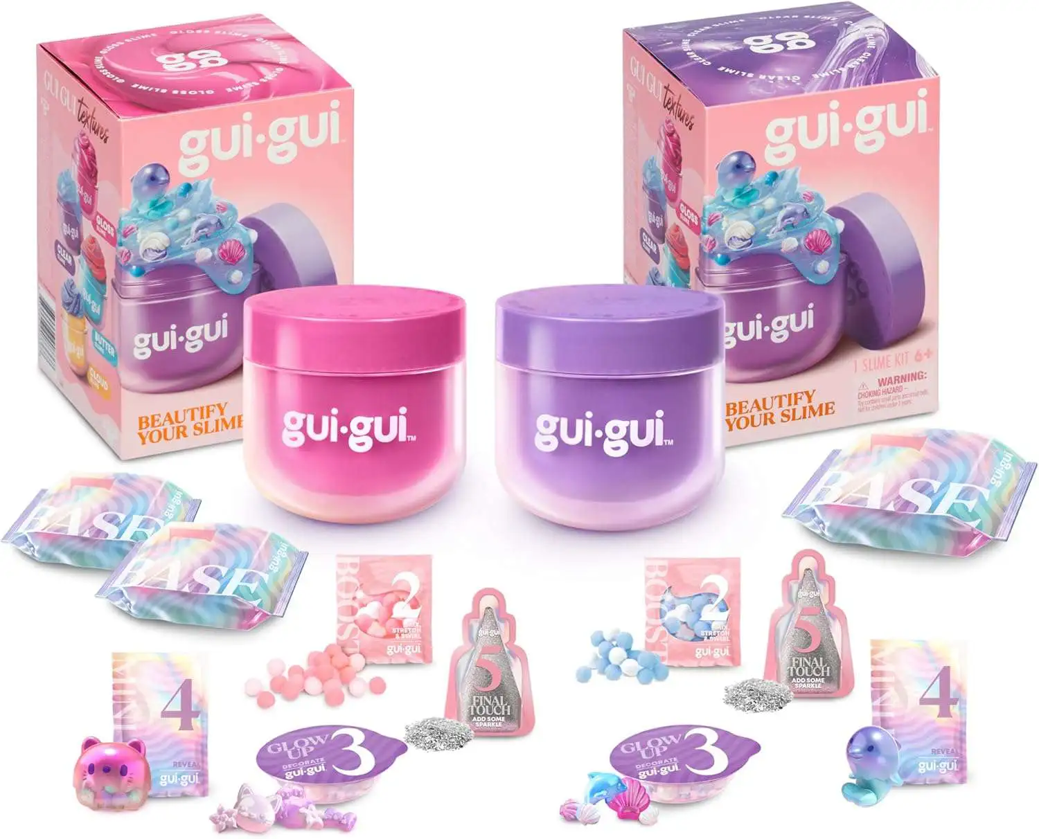 Gui-Gui Slime PINK Gloss & PURPLE Clear Set of 2 Packs [The Most Beautiful Slime Ever!]