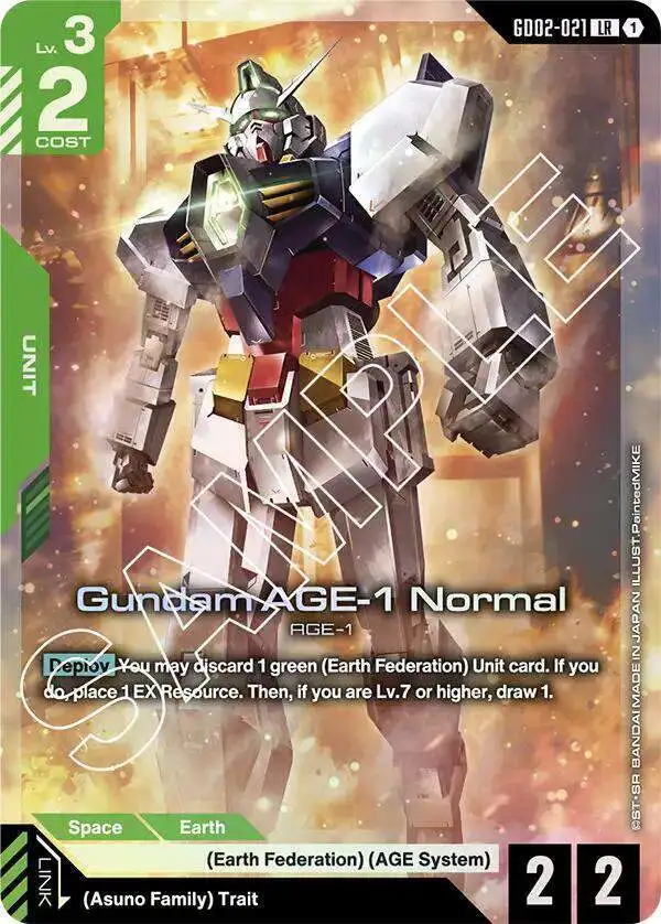 Trading Card Game Dual Impact Legend Rare Gundam AGE-1 Normal GD02-021