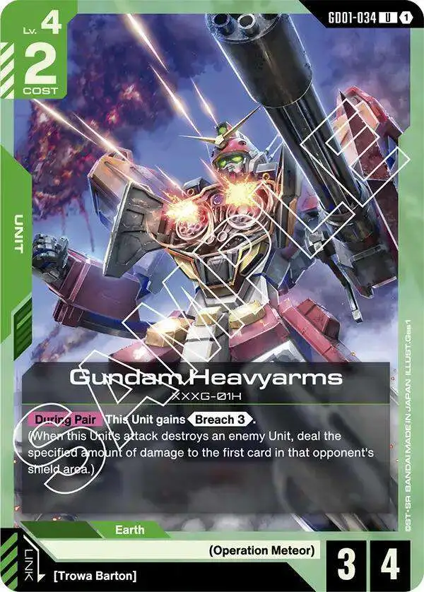 Trading Card Game Newtype Rising Uncommon Gundam Heavyarms GD01-034