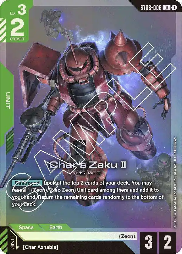 Gundam Trading Card Game Starter Deck 03: Zeon's Rush Legend Rare Char's Zaku II ST03-006
