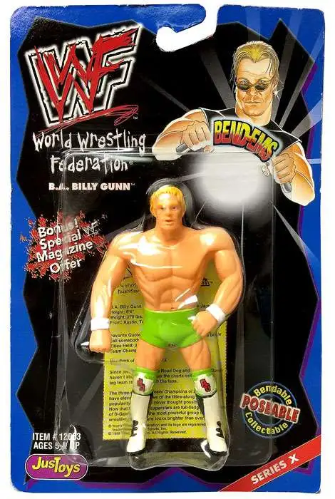 WWE Wrestling WWF Bend-Ems Series 10 Billy Gunn Rubber Figure JusToys ...