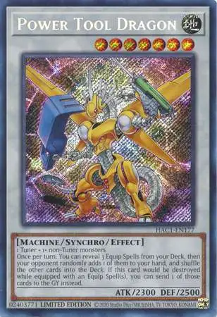 YuGiOh Hidden Arsenal: Chapter 1 Secret Rare Power Tool Dragon HAC1-EN177
