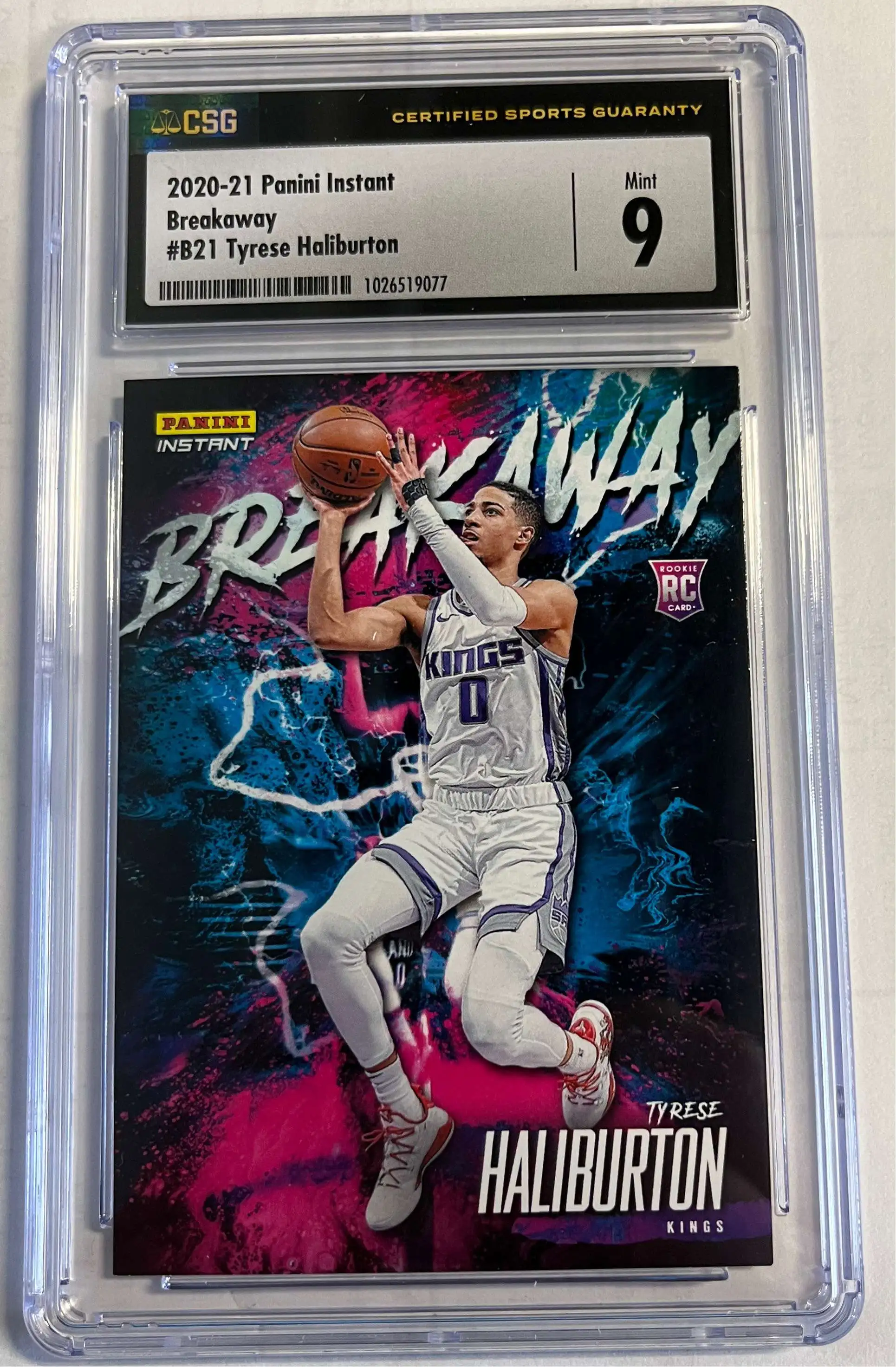 NBA 2020 Panini Instant Tyrese Haliburton Rookie Graded Card B21 [Breakway] [CSG 9]