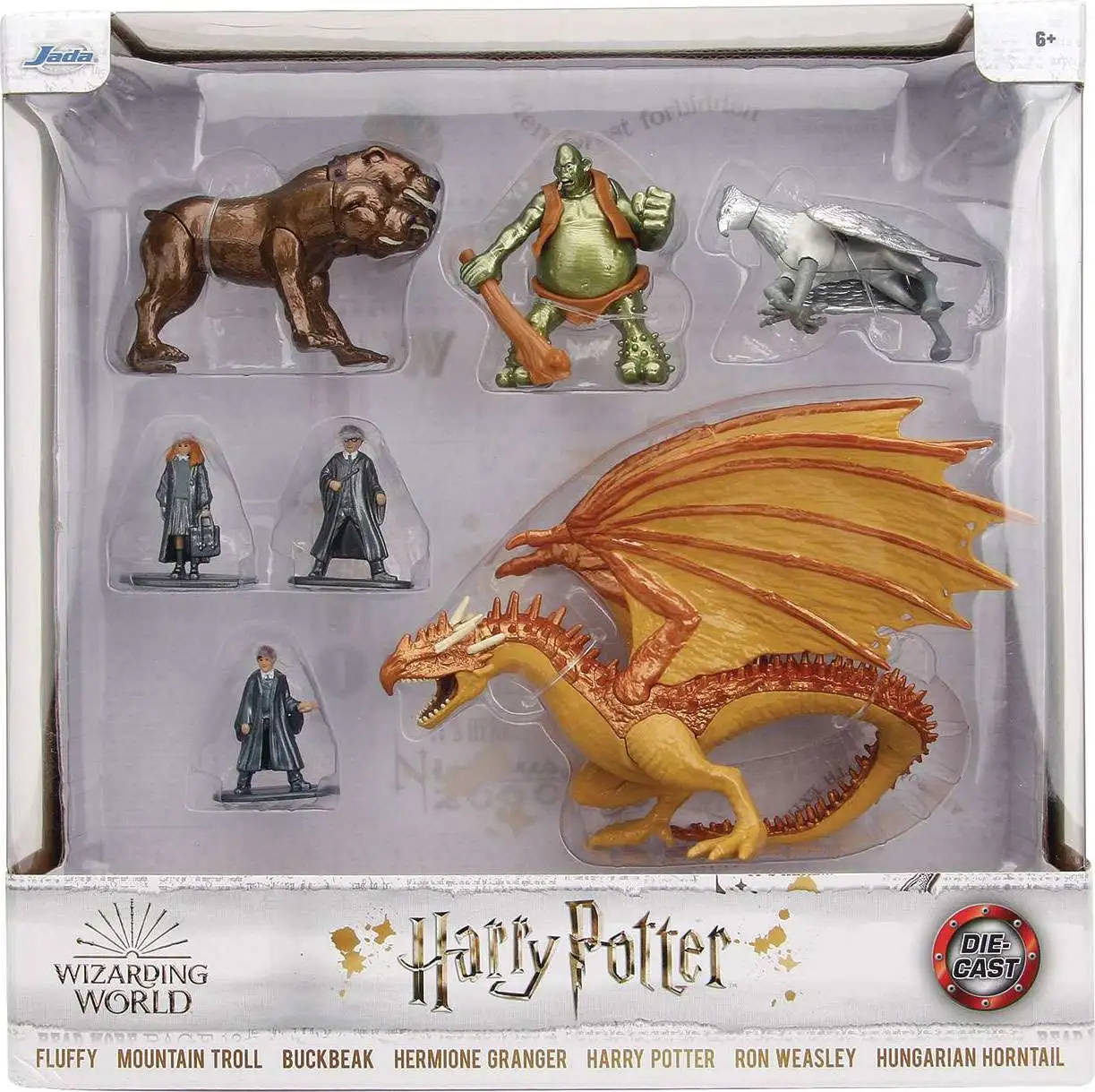 Harry Potter Nano Scene Nano Metalfigs Harry, Ron, Hermione, Buckbeak,  Fluffy, Horntail Dragon Troll 1.5 Mega 7-Figure Set Jada Toys - ToyWiz