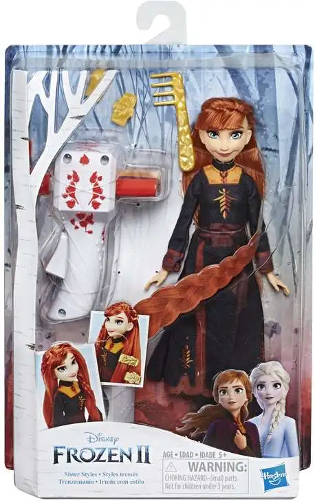 Disney Frozen 2 Sister Styles Anna Fashion Doll [Extra-Long Red Hair, Braiding Tool & Hair Clips, Damaged Package]