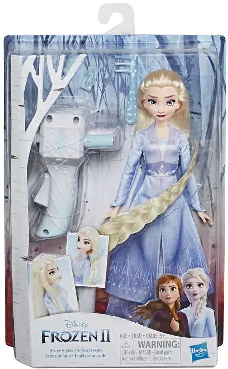 Disney Frozen 2 Sister Styles Elsa Fashion Doll Extra-Long Blonde Hair,  Braiding Tool, Hair Clips Hasbro Toys - ToyWiz