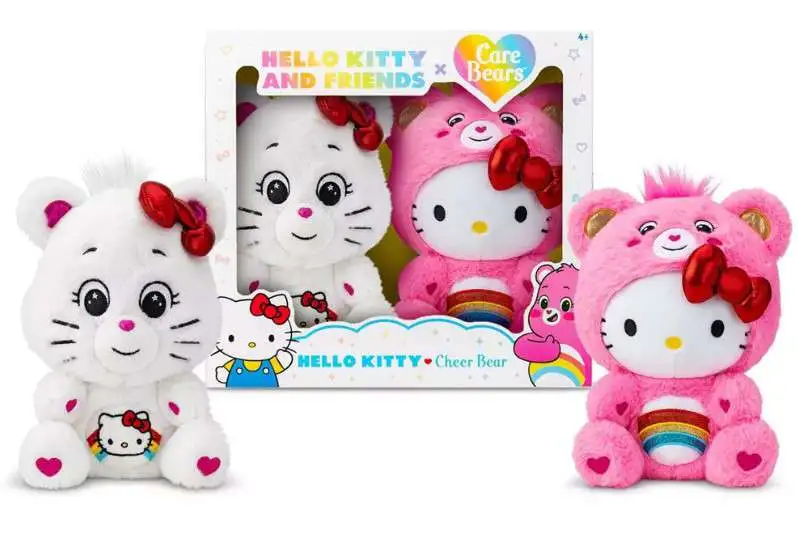 Sanrio Hello Kitty & Friends x Care Bears Beary Besties Hello Kitty & Cheer Bear 10-Inch Plush Figure 2-Pack
