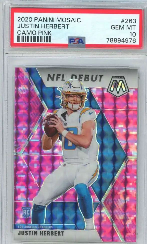 NFL 2020 Panini Mosaic Rookie Justin Herbert #263 [Pink Camo NFL Debut] [PSA 10]