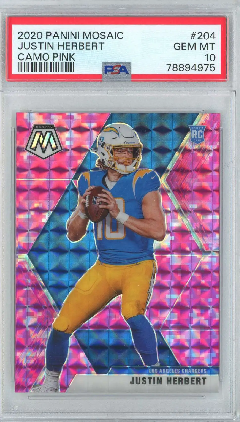 : 2020 Panini Prizm Justin Herbert Pink Prizm Refractor